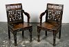 Pair, Carved Southeast Asian Hardwood Armchairs