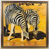 Laddie Donald Signed Large O/C, Two Zebras