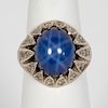 14k WG, Linde Star Sapphire, & Diamond Ring
