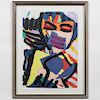 Karel Appel, Personage in Blue Lithograph, 1980