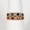 2 Two-Tone Gold Stacking Rings, Sapphire & Ruby