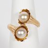 14k Yellow Gold & Two Pearl Ring