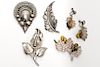 Sterling Jewelry Lot, Brooches & Earrings