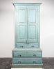 19th C Gustavian Blue Painted Buffet Deux Corps