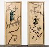 Pair, Chinoiserie Painted Wall Hanging Panels