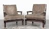 Pair, Hickory Chair Midtown "Spool" Armchairs