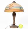 Antique Reverse Painted Glass Lamp Period Base