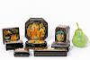 8 Russian Lacquered Boxes, Fairy tales, Signed