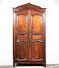 French Louis XIV Style Walnut Two Door Armoire