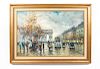 J. Gaston, Oil on Canvas, Paris Street Scene
