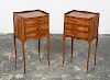 Pair, Louis XV Style Marquetry Inlaid Side Tables