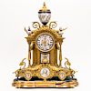 Louis XVI Style Gilt & Porcelain Mantle Clock