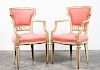 Pr., Italian Neoclassical Style Painted Arm Chairs