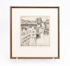 Ernest Roth Signed Etching, View on Ponte Vecchio