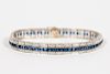 Vintage 18k WG, Diamond, & Sapphire Bracelet