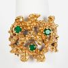 14k Yellow Gold Nugget & Emerald Ring