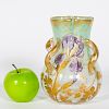 Unique Mont Joye Vase w/ Irises & Applied Handles