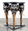 Carved Wooden Elephant Motif Console Table