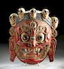 Mid-20th C. Tibetan Polychrome Wood Mask - Mahakala