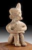 Rare Jalisco Pottery Seated Figure w/ Dog Head