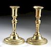 Lot of 2 Late 17th C. French Brass Candlesticks