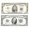 U.S. SMALL SIZE $5 AND $10 SILVER CERTIFICATES