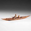 Eskimo Walrus Skin Model Kayak with Hunter 