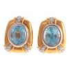 A Pair of Blue Topaz & Diamond Earrings in 18K
