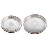 Pair Middle Eastern Silver Round Gallery Trays