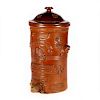 A 19th century English stoneware water barrel.