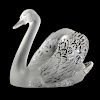 A LALIQUE CLEAR AND FROSTED GLASS SWAN STATUETTE