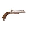 French Double Barrel Pinfire Pistol with Fold-down