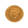 1878 $3 Indian Gold Princess VF35