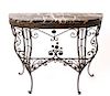 Art Deco Marble Top & Wrought Metal Console Table