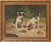 A. Hild "Puppies & Turtle" Oil on Canvas