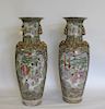 Pair of Palace Size Chinese Enamel Decorated Urns