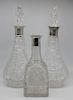 SILVER. Pair of English Silver Mounted Decanters.