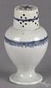 Pearlware shaker, 19th c., with blue highlights, 4'' h.