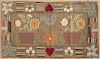 York County, Pennsylvania contemporary hooked rug, by Eredene Unger, of potted flowers and a house
