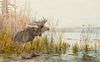 John Fery (1859–1934): Moose – Lake MacDonald; Happy New Year