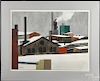 Klaus Grutzka (German/American 1923-2011), watercolor depicting an industrial winter landscape