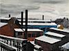 Klaus Grutzka (German/American 1923-2011), watercolor on paper industrial winter scene
