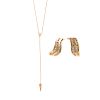 A Pair of Diamond Earrings & Necklace in 14K Gold