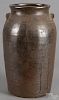 Southern six-gallon stoneware churn, 19th c., probably North Carolina, with an incised primitive 6