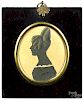 J. Neville Ipswich, England, miniature silhouette of a woman, 19th c., with a nice label on verso