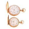Two Waltham Pocket Watches in 14K Gold