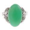 A Ladies Jade and Diamond Ring in 14K White Gold
