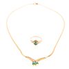 A Ladies 14K Emerald & Diamond Ring and Necklace