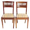 Pair Italian Carved Walnut Side Chairs