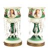 Pair Continental Painted Glass Lustres